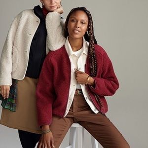 Uniqlo | Jackets u0026 Coats | Uniqlo Red Pile Lined Fleece Cardigan Small |  Poshmark